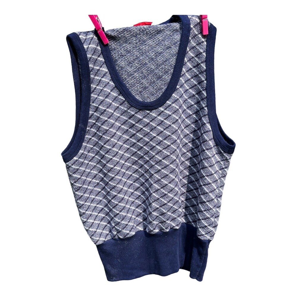 VTG 50s Sears Kings Rd Diamond Knit Sweater Vest Mens Navy Blue M
